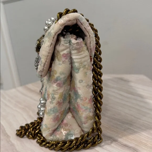 Kurt Geiger Bag Pastel Sequin Pearls Crystal Embellished Sample Sale Crossbody - Picture 7 of 17
